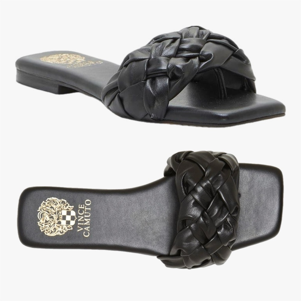 Vince Camuto Black Braided Slide Sandals